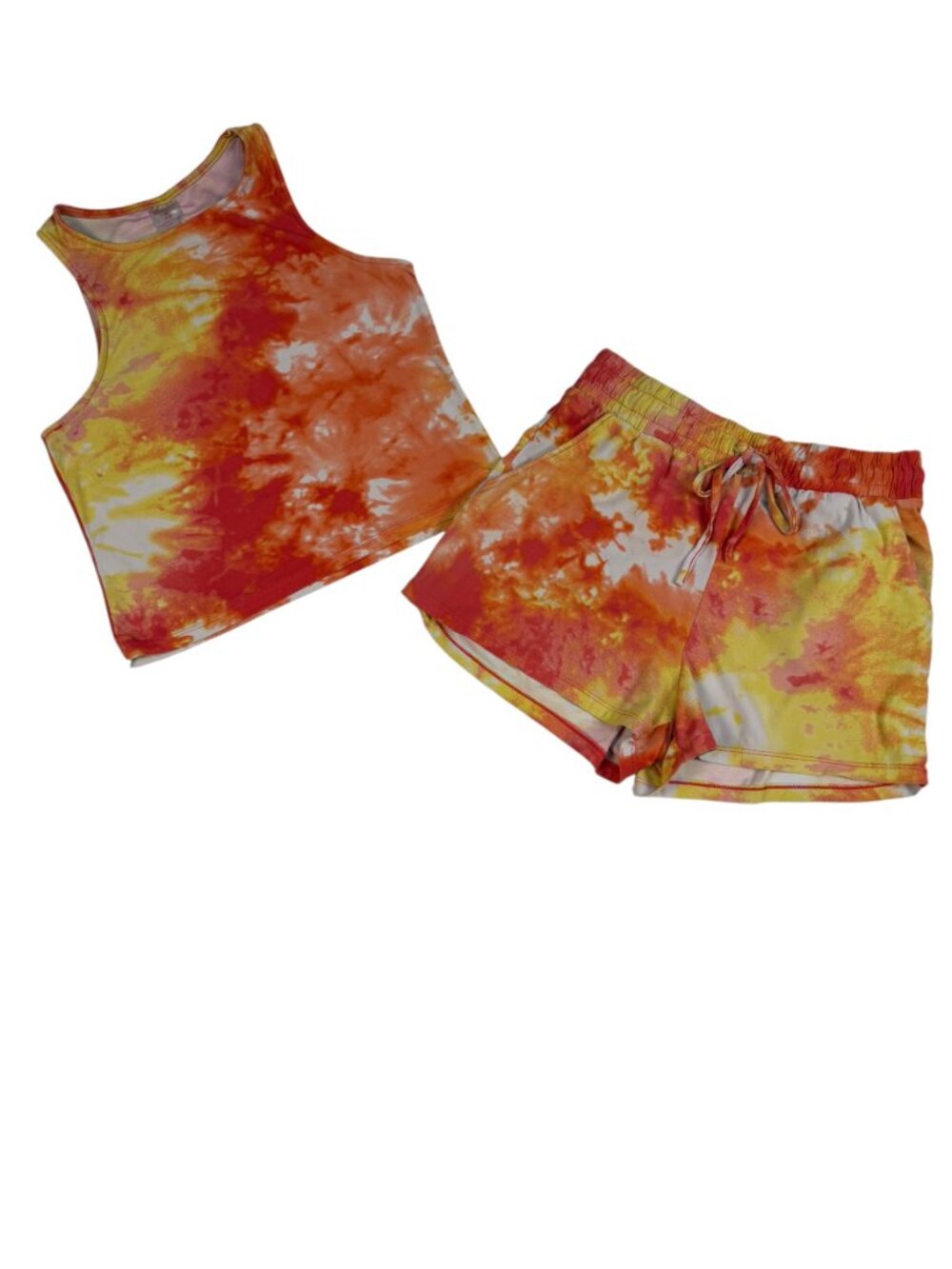 No Boundaries Tie Dye Tank & Shorts Set Medium Orange Lounge Set